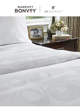 JW万豪 五星级酒店 条纹提花被套 双人涤棉床上用品单件白色被单