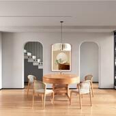 北欧极简可变大小旋转12人餐桌家用小户型现代多功能圆形折叠饭桌