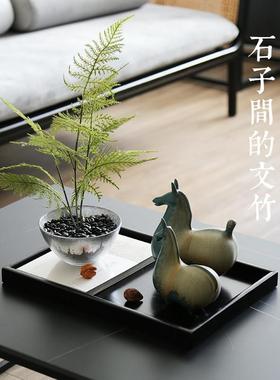 新中式样板间苔藓马托盘组合套装客厅茶几茶室宋代美学装饰品摆件