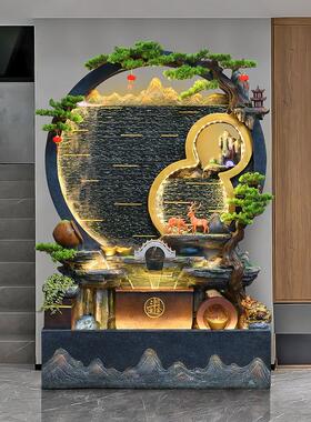 水幕墙流水墙屏风假山喷泉水景墙公司背景墙循环流水瀑布造景摆件