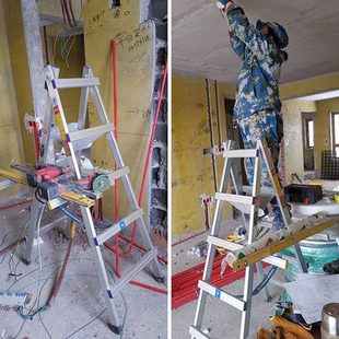 修高刮梯登走折叠家用梯子 走路腻子行铝合金工程梯加厚人字梯子装