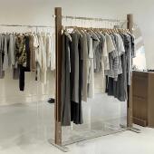 服装 店覆古挂衣货架子 店展示架胡桃木中岛落地架不锈钢陈列架女装