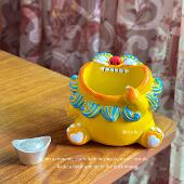 来财 快乐狮子摆件张嘴招财寓意礼物 来财彩色笑到张开大口