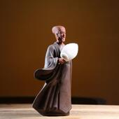 孔明诸葛亮雕像陶瓷摆件中式 人物紫砂工艺品客厅会所书房装 饰礼品