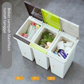 分类垃圾桶家用大厨余垃圾方形带盖创意按压式 厨房干湿分离垃圾桶