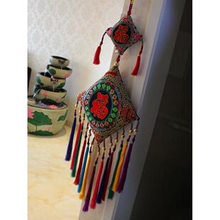 节日喜庆绣花挂件 餐馆酒吧创意装饰品 家居客厅玄关电视背景墙壁