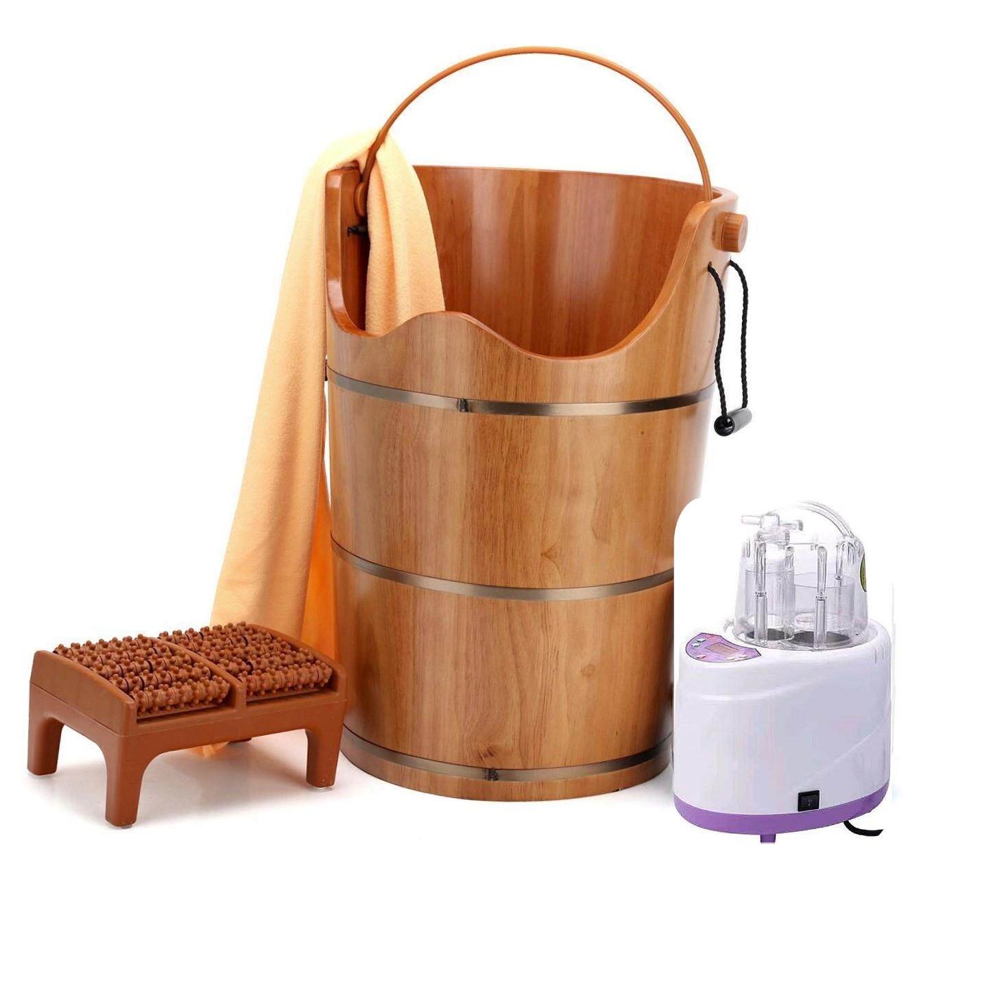 多功能熏蒸桶 橡木蒸足蒸汽汗蒸桶加高足浴泡脚木桶 洗脚盆熏蒸桶