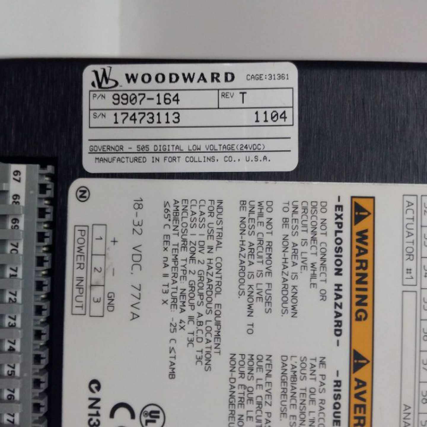 伍德沃德9905-797控制器2301A序列号9907-018电源模C块全系列