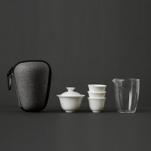 玻璃旅行茶具套装小泡茶杯车载便携包式户外旅行套装过滤快客茶壶