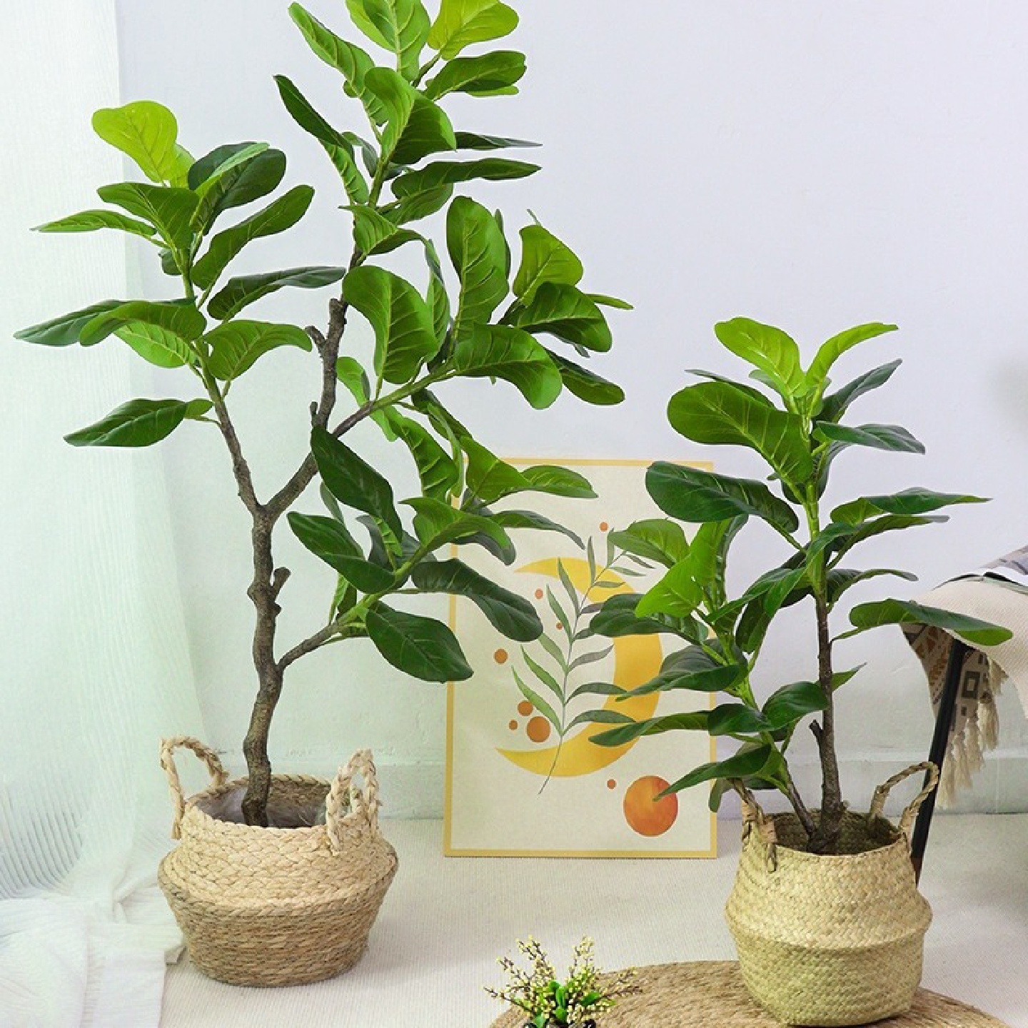 大型绿植琴叶榕仿真带盆人造橡皮树商场造景摆件装饰落地仿真花