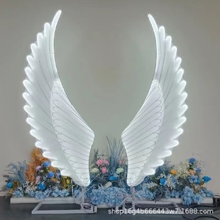 饰比翼双飞路引灯光道具摆件 婚庆铁艺发光蝴蝶翅膀婚礼舞台场景装
