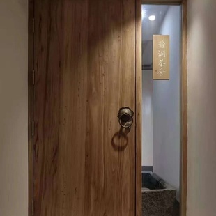 家用复古风化榆木室内门民宿新中式 餐厅包厢门 仿古老式 单开门个性