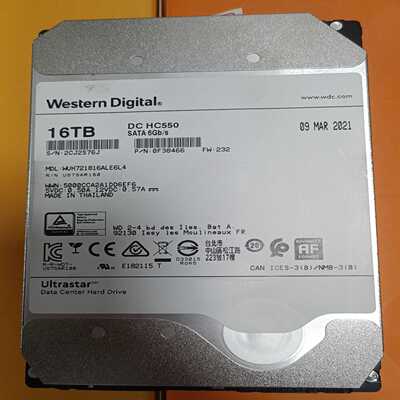 西数国行16T氦气硬盘，型号DCHC550，SATA接口，--议价商品