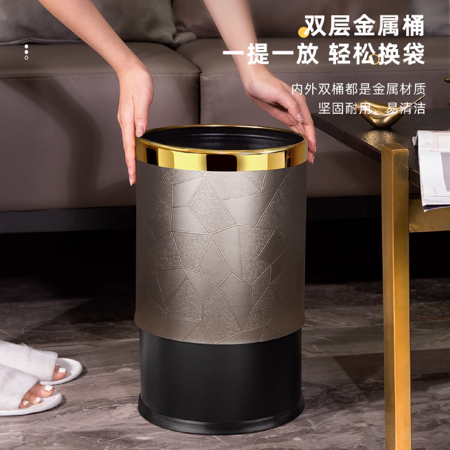 垃圾桶家用户外大号不锈钢厨房厕所卫生间茶水渣北欧酒店简约铁筒