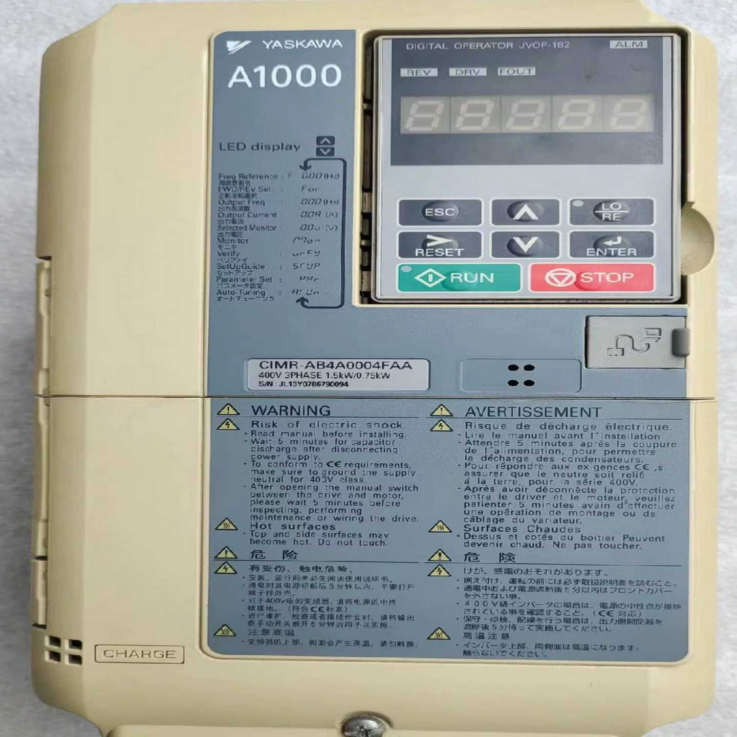 安川A1000变频器CIMR-AB4A0004FAA1.询价