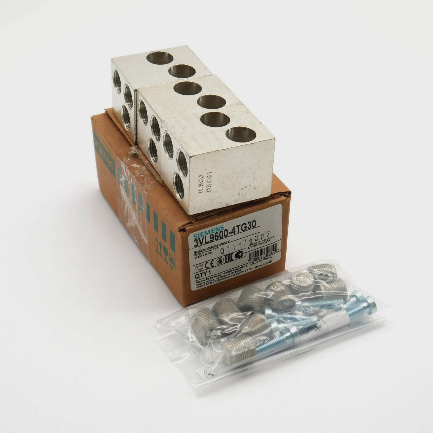 3xSiemens3VL9600-4TG30RundleiterAnschlussklemmen-unused