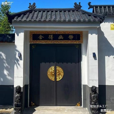 庭院别墅大门双开中式开门自建房农村对锌合金铜门进户门仿古院子