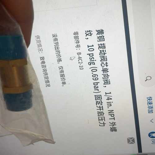 Swagelok孤品售，黄铜提动阀芯单向阀，1/4MNPT，【博航商行】