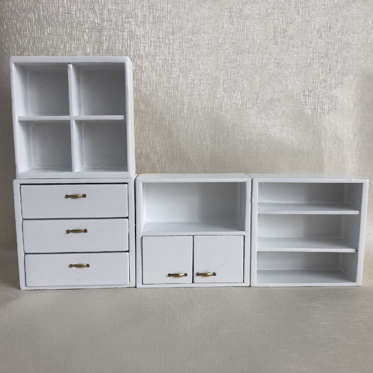 1:12迷你娃娃屋dollhouse玩具模型小屋迷你家具白色组合柜