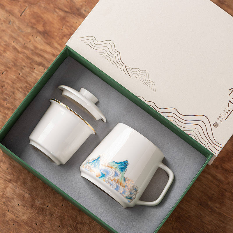 羊脂玉泡茶杯茶水分离带盖过滤德化白瓷个人陶瓷水杯男女家用,餐饮具,茶杯,淘宝优惠券,粉丝福利购,淘宝优惠卷