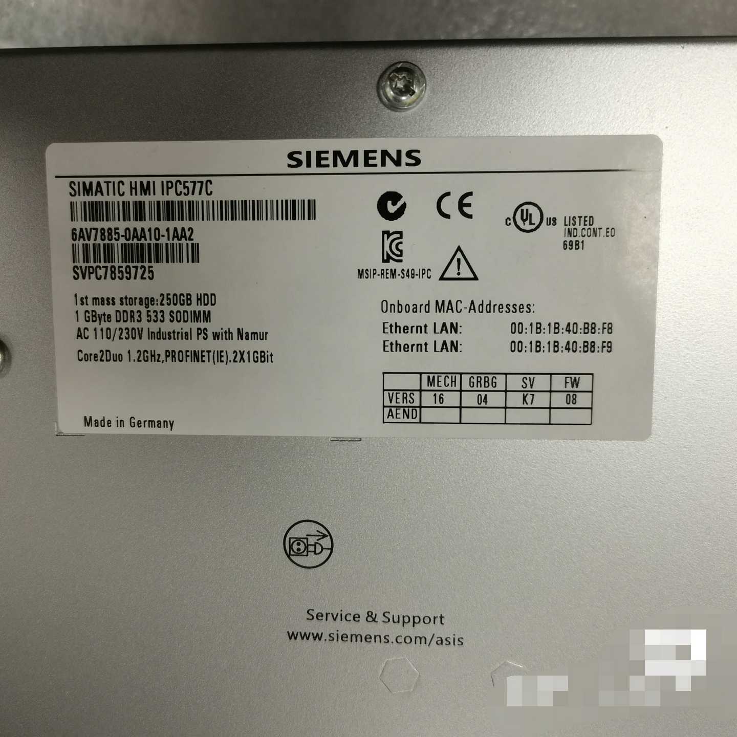 6AV7885-0AA10-1AA2，95新以上功能完好少量--议价商品