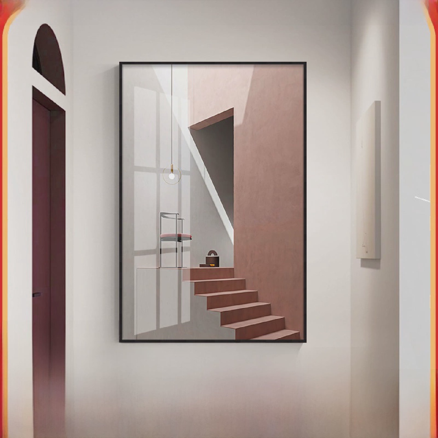 后现代几何抽象装饰画空间立体建筑风景客厅壁画斯堪的纳维亚无障图片