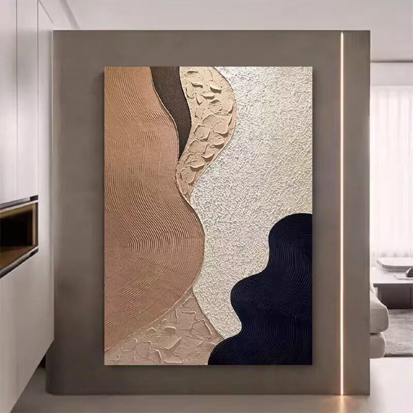 顺丰纯手绘油画意式极简装饰画赤贫极简风立体肌理画酒店民宿客厅