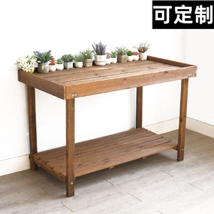 花架子花盆收纳盆景架阳台防腐实木多肉户外室内双层花台置物架