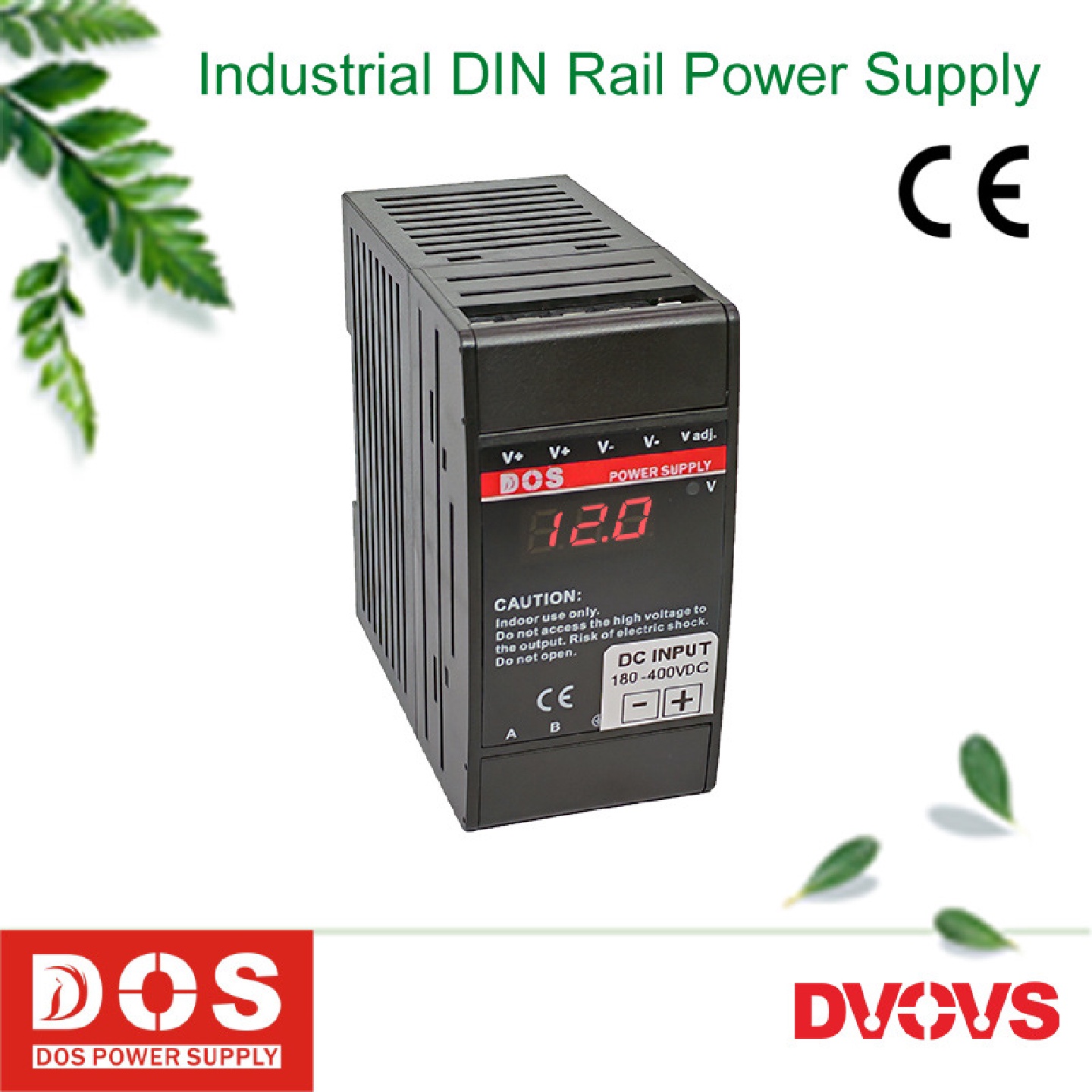 直流300V输入DC12V7.5A工业级导轨式开关电源90W12V电压数显