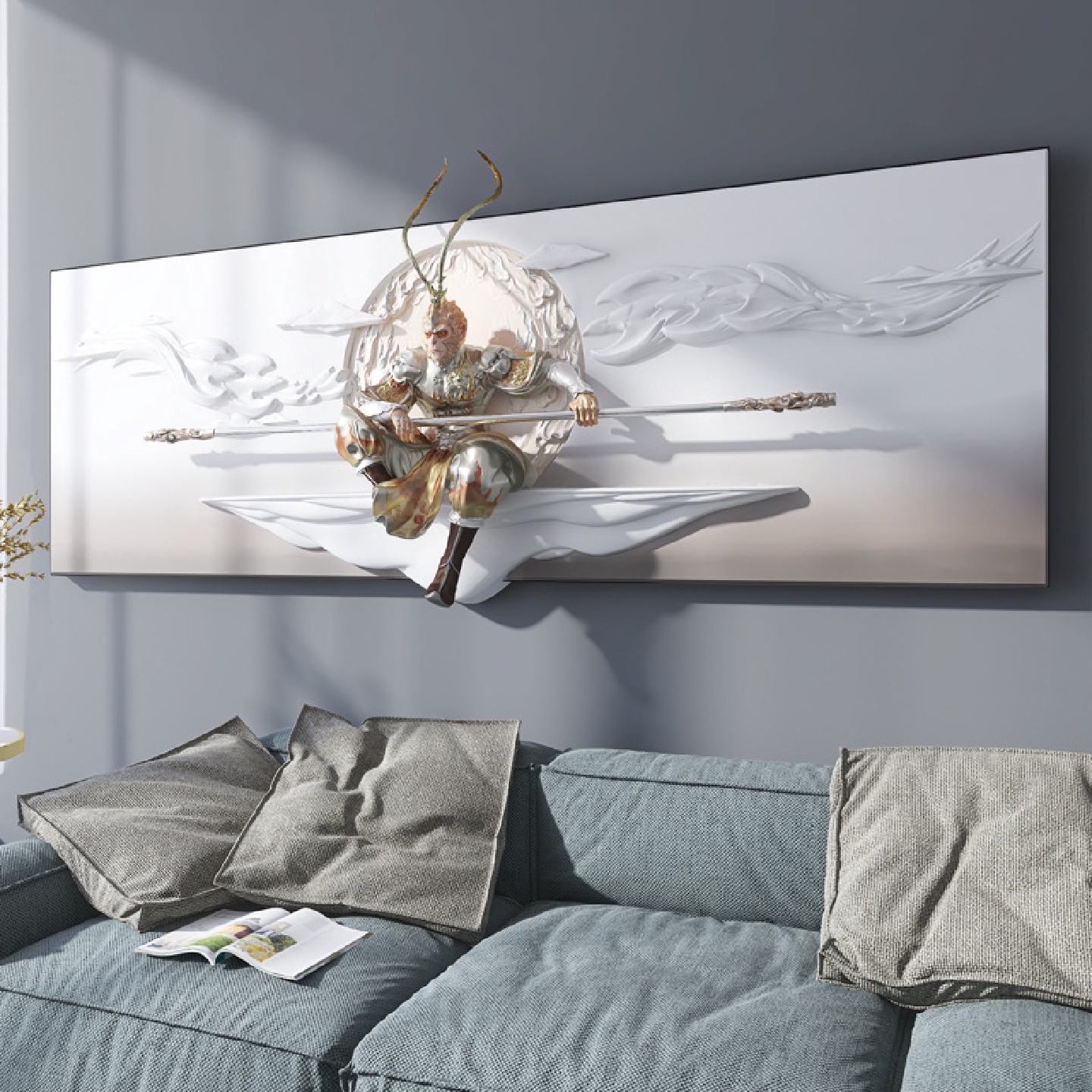 斗战胜佛立体浮雕画客厅装饰画齐天大圣孙悟空挂画沙发背景墙壁画