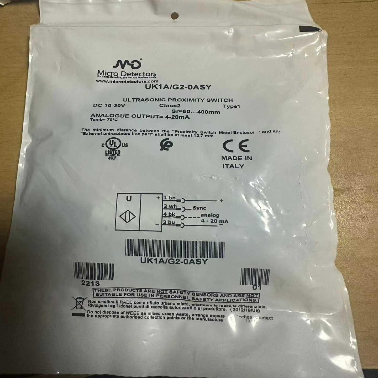 配件意大利墨迪UK1AG2-0ASY 超声波传感器全新正品议价