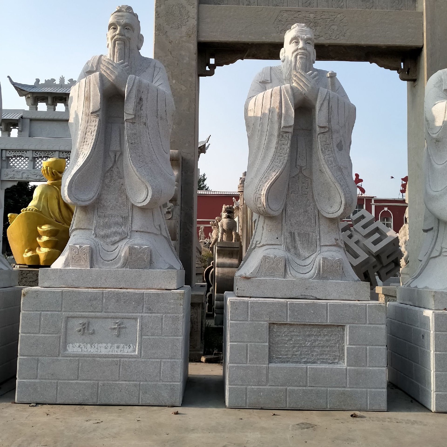 雕塑校园文化历史人物公园大理石石雕人物摆件汉白玉石雕孔子像