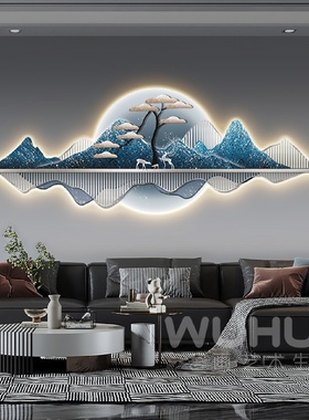 led氛围灯装饰画现代轻奢高级感山水画沙发背景墙画客厅挂画壁画