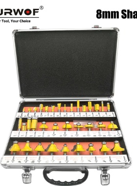 1/4柄35件套黄色铣刀刀头套装8柄1/2柄修边机木工铣刀蓝色套装