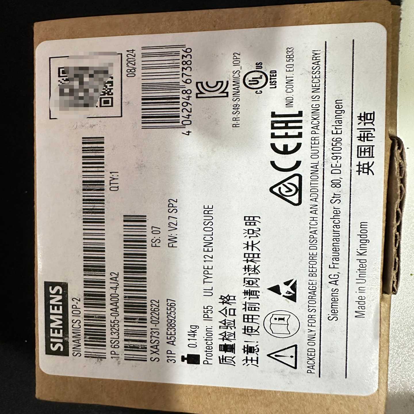 【议价】6SL3255-0AA00-4JA2未使用适用