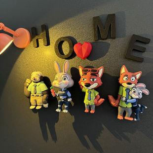 卡通动漫疯狂动物城冰箱贴磁贴3D立体软胶公仔创意新款个性吸