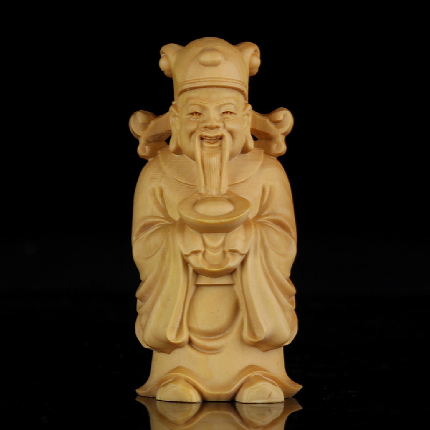 红木工艺品小叶黄杨木雕刻手把件木质财神摆件手工雕刻茶摆茶宠