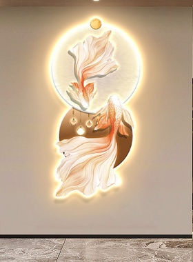 进门入户玄关发光锦鲤装饰画走廊过道LED灯光画挂画现代轻奢壁画