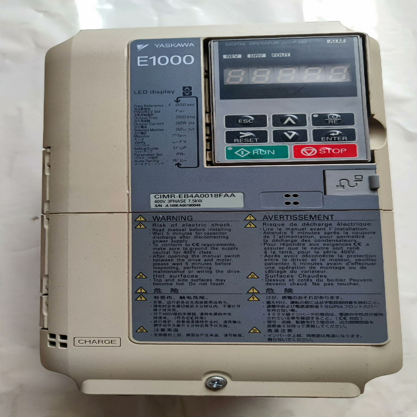 安川变频器E1000  CIMR-EB4A0018FAA（佳毅工控）