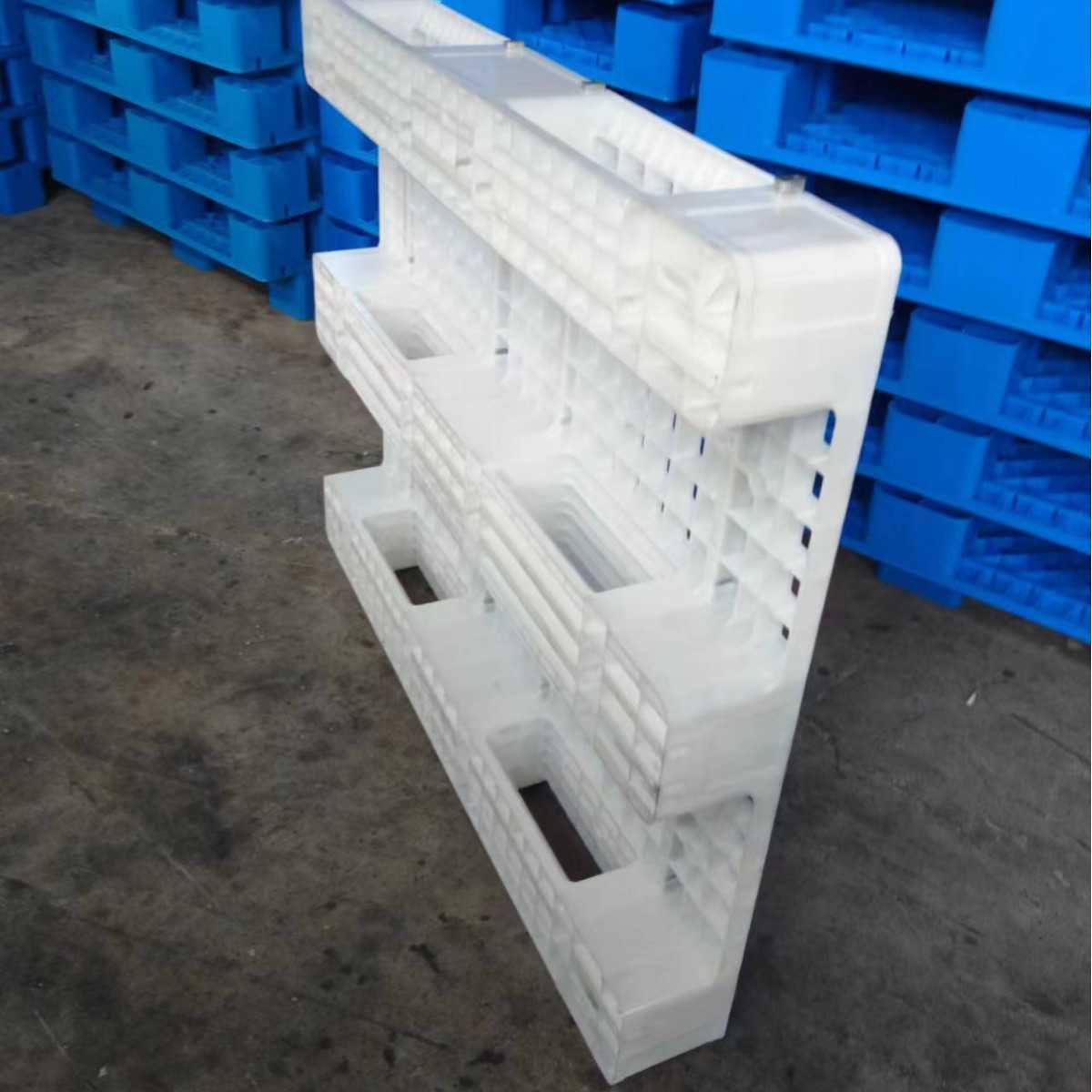 塑料川字形托盘叉车式防潮卡板/内加钢管可上货架栈板/网格面垫板