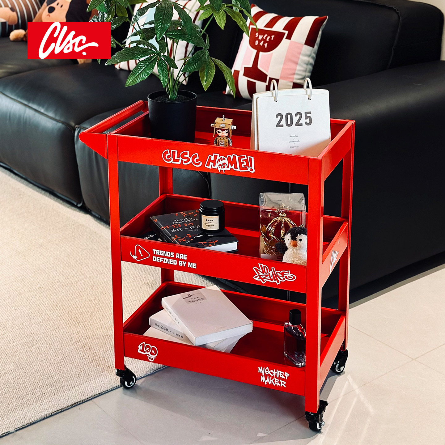 CLSC推车置物架移动边几客厅沙发多功能铁艺零食收纳架书架多巴胺,住宅家具,移动边几/推车,淘宝优惠券,粉丝福利购,淘宝优惠卷