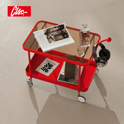 CLSC可移动小推车边几置物架铁艺创意零食推车客厅书房边几收纳架