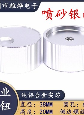 38X20MM喷砂银色旋钮帽 铝合金实心旋钮 胆机功放音量调节旋钮