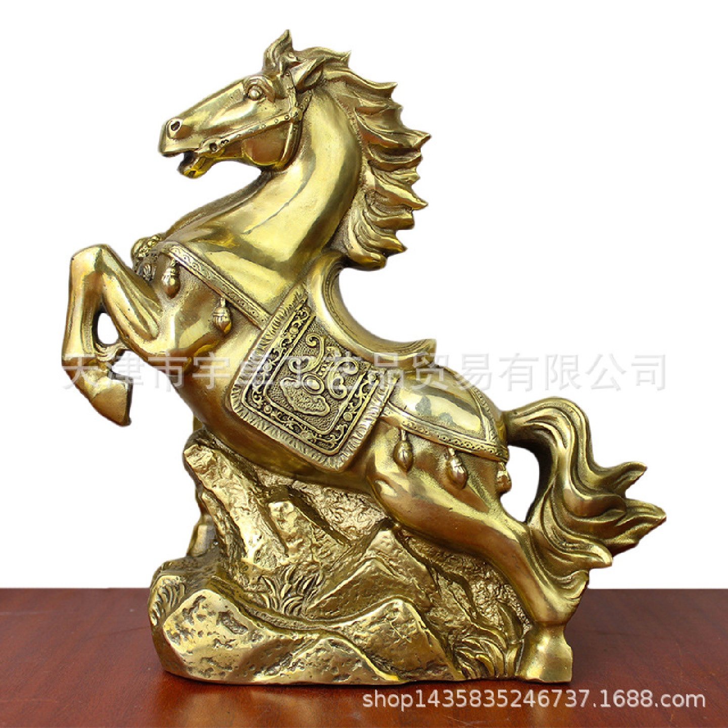 宇卓铜器纯铜黄铜马到成功站山马生肖马铜马工艺品摆件