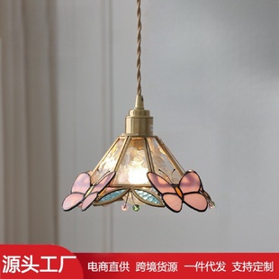 复古过道吸顶灯阳台走廊玄关入户创意浪漫法式 日式 蝴蝶玻璃吊灯