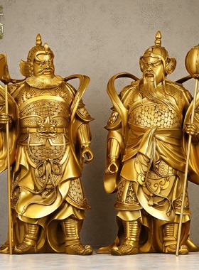 黄铜门神摆件尉迟恭秦琼像店铺开业送礼乔迁搬家礼物玄关门厅饰品