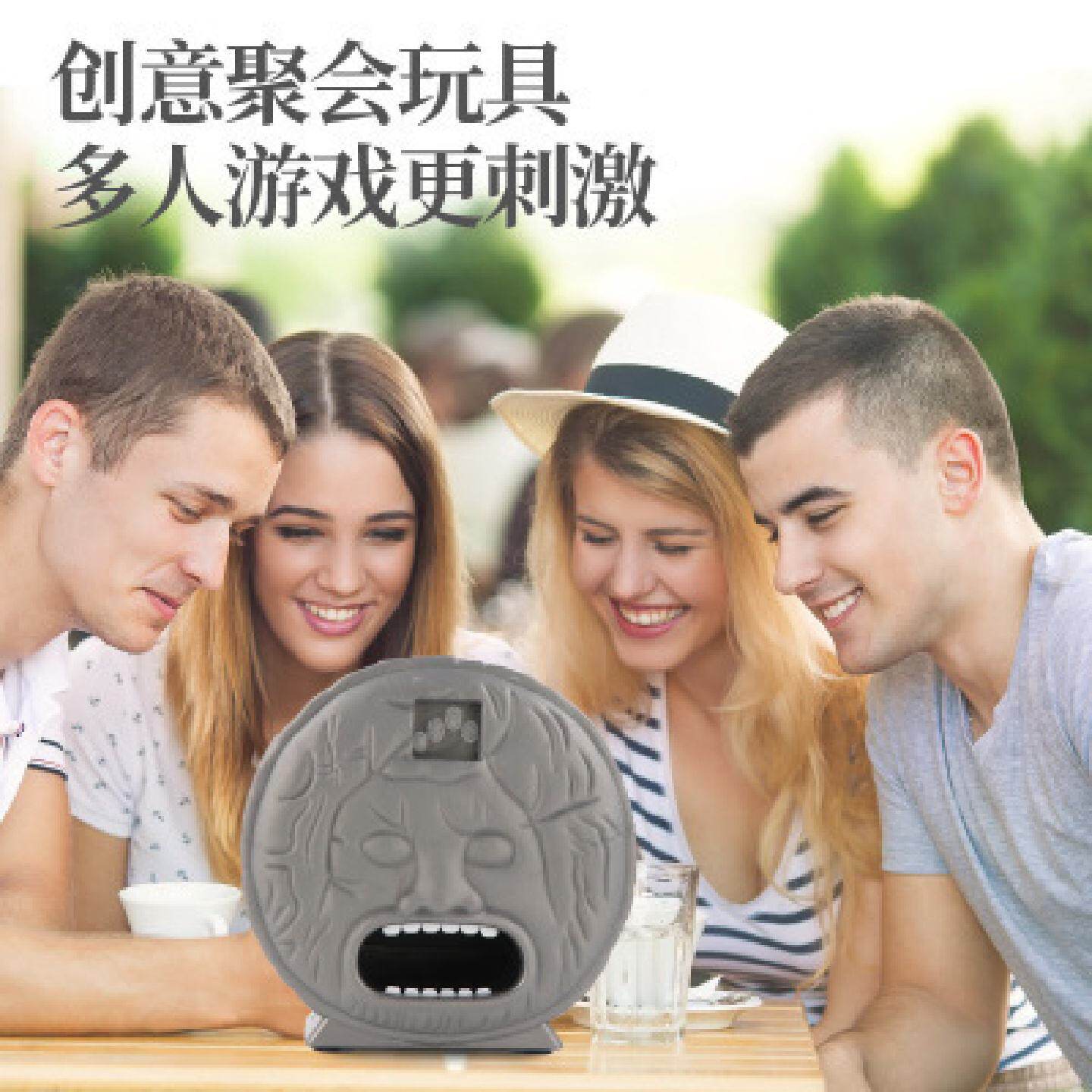 跨境新品小石像测谎仪聚会整人触电咬手指说谎仪灯光音乐整蛊玩具