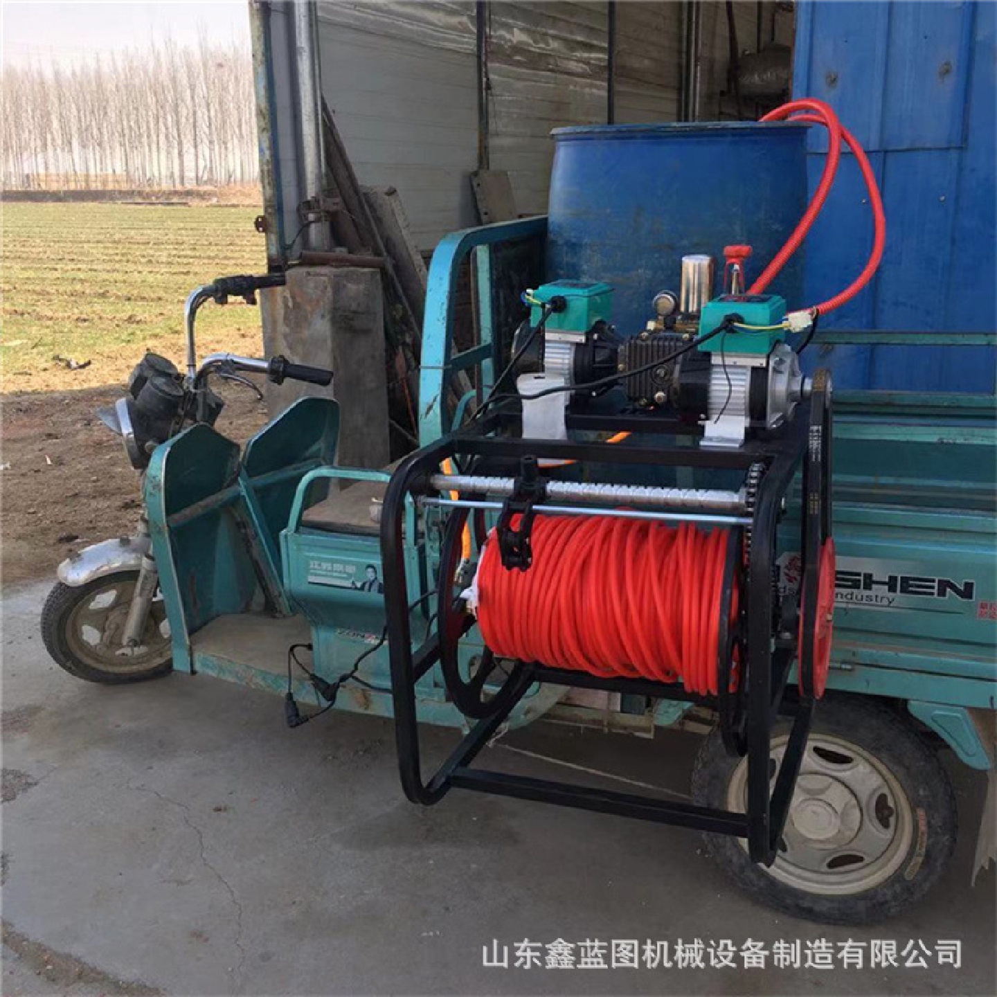 自动卷管框架式遥控喷药机48v高压遥控喷雾器可连接电动车