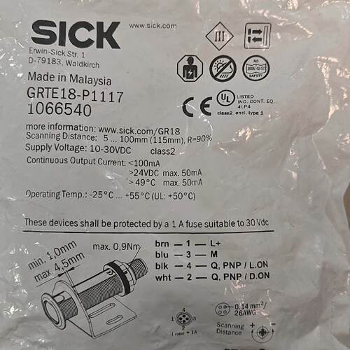 询价-西克光电传感器GRTE18P1147马来西亚制造订货号