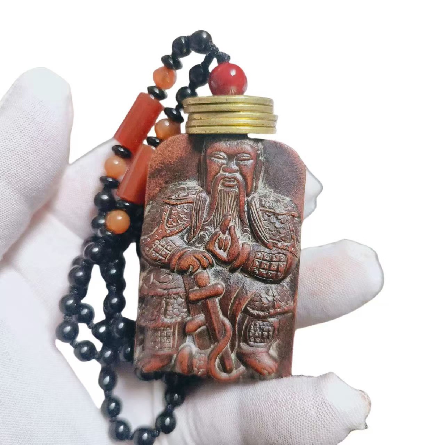 真武大帝吊坠玄天上帝老枣木手工吊坠玄武牌神像天然桃木挂件牌子